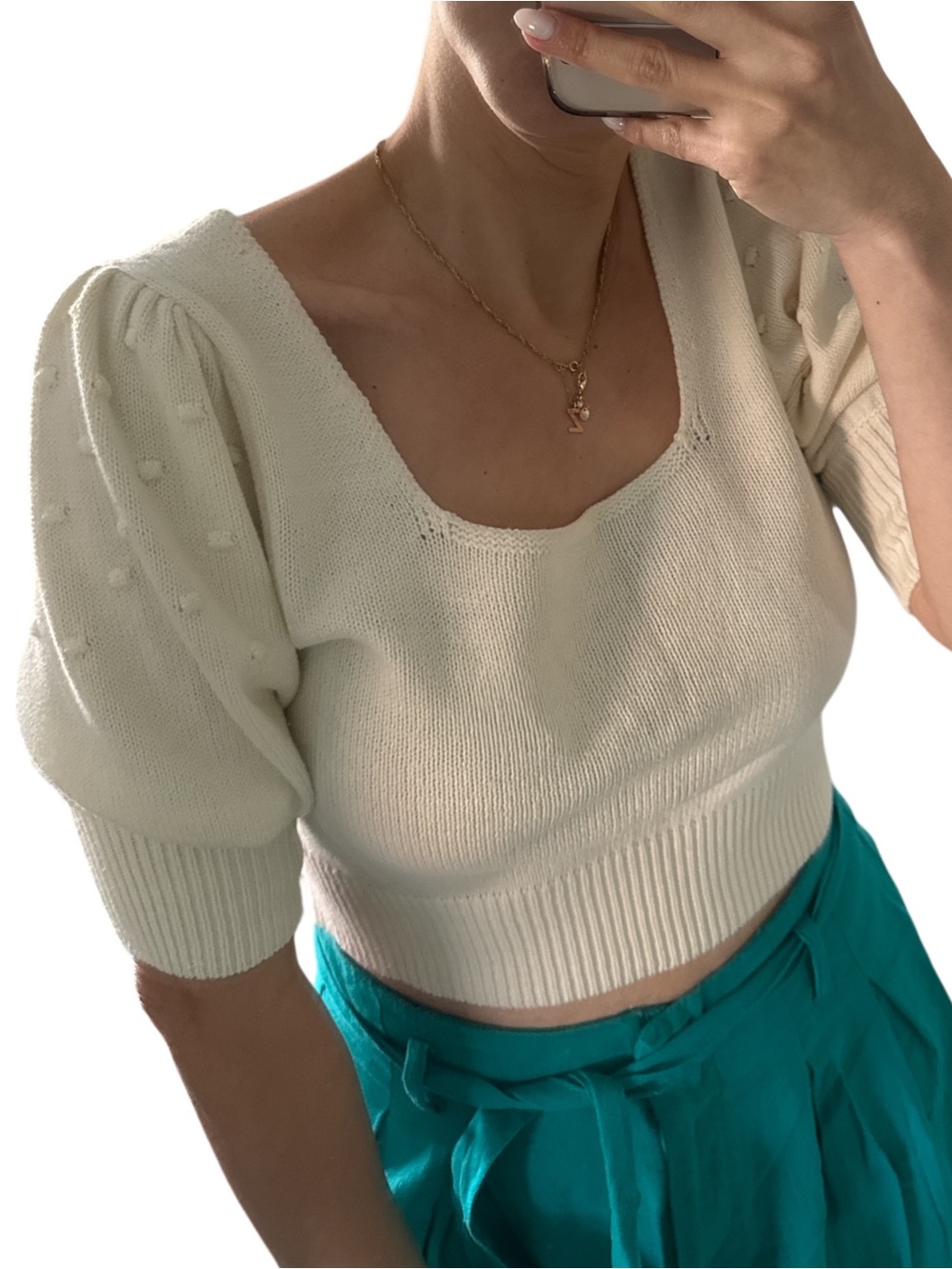 BCBGeneration Ivory Knit Top with Textured Stitching